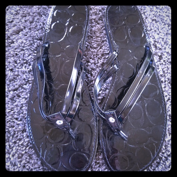Coach Shoes - New Size 9 Black Coach Sandals Flip Flops